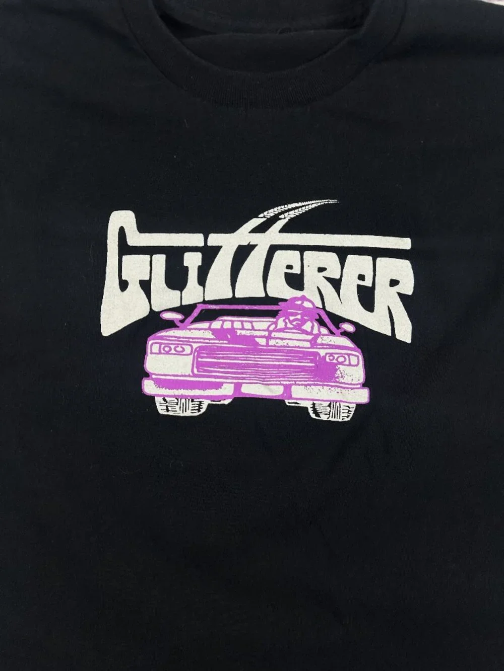 Glitterer (Band Merch) Graphic T-Shirt Medium Black Cotton Band Tee Punk Emo